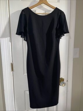 Calvin Klein Black Midi Dress with Flutter Sleeves